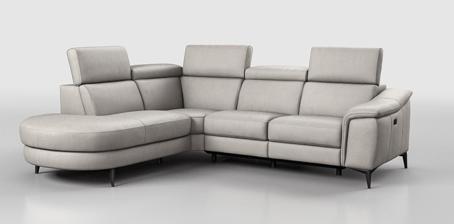 Calbano - corner sofa with 1 electric recliner - left peninsula